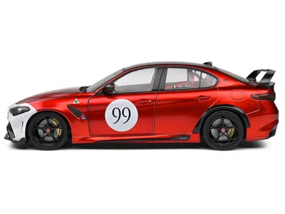 Solido 2022 Alfa Romeo Giulia Gtam #99 Red Metallic With Black Top And Italian Flag Stripes "mugello 1969"