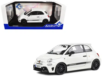 Solido 2022 Fiat F595 Abarth Ghiaccio White With Black Stripes 1/18 Diecast Model Car By
