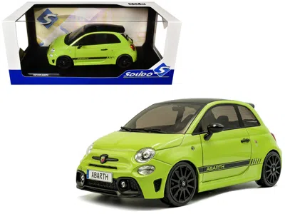 Solido 2023 Fiat F595 Abarth Verde Adrenalina Green With Black Top And Stripes 1/18 Diecast Model Car By So