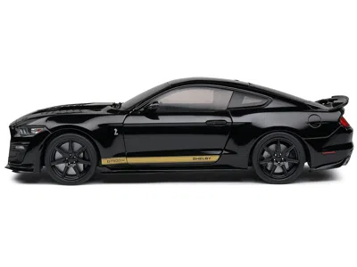 Solido 2023 Ford Mustang Shelby Gt500-h Black With Gold Stripes 1/18 Diecast Model Car By