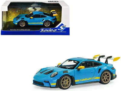 Solido 2023 Porsche 911 (992) Gt3 Rs "tribute To 24 Hours Of Daytona 2003" Riviera Blue With Yellow Stripes