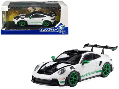 Solido 2023 Porsche 911 (992) Gt3 Rs "tribute To Carrera Rs Package" White With Green Stripes And Black Hoo