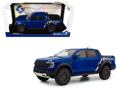 Solido 2024 Ford Ranger Raptor Pickup Truck Blue Lightning Metallic 1/18 Diecast Model Car By