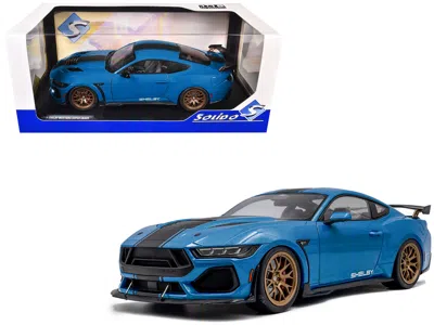 Solido 2024 Ford Shelby Mustang Super Snake Grabber Blue Metallic With Black Stripes 1/18 Diecast Model Car