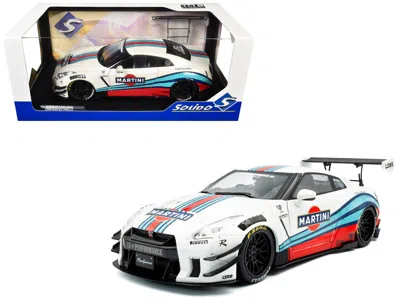Solido 2024 Nissan Gt-r (r35) Rhd (right Hand Drive) With Liberty Walk 2.0 Body Kit "martini Racing" White 