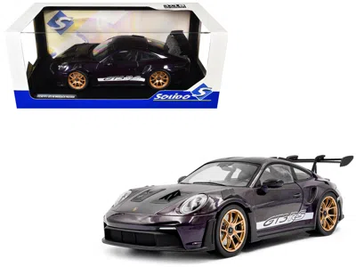 Solido 2024 Porsche 911 Gt3 Rs Weissach Package Viola Purple Metallic With Carbon Hood Stripes And Top 1/18