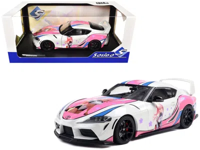 Solido 2024 Toyota Gr Supra "itasha" White With Graphics "streetfighters" 1/18 Diecast Model Car By