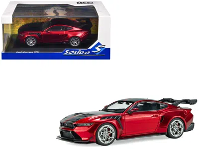 Solido 2025 Ford Mustang Gtd Chroma Flame Red Metallic With Black Stripes 1/43 Diecast Model Car By