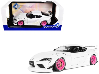 Solido 2025 Toyota Gr Supra "liberty Walk" Body Kit White Metallic With Pink Wheels 1/18 Diecast Model Car 