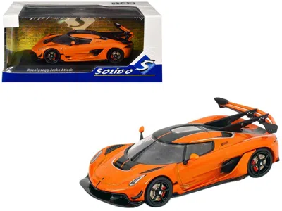 Solido Koenigsegg Jesko Attack Tang Orange Metallic With Black Stripes 1/43 Diecast Model Car By