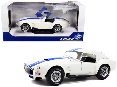 Solido Shelby Cobra 427 S/c Convertible Wimbledon White With Blue Stripes 1/18 Diecast Model Car By