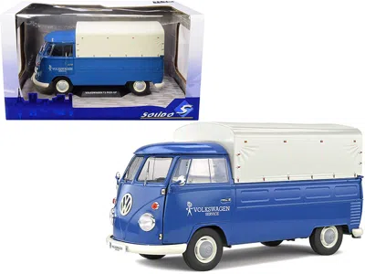 Solido Volkswagen T1 Pickup Truck Blue With Canopy "volkswagen Service" 1/18 Diecast Model Car By