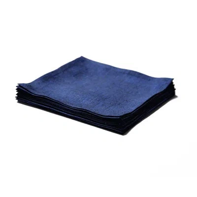 Solino Home 100% Pure Linen Cocktail Napkins - Athena In Royal Blue