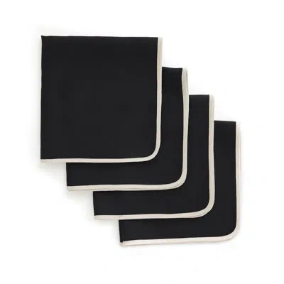 Solino Home 100% Pure Linen Dinner Napkins -kensington In Black