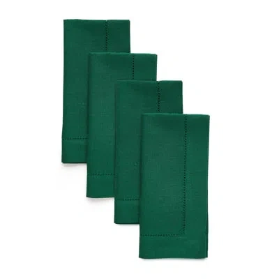 Solino Home 100% Pure Linen Hemstitch Dinner Napkins - Classic Hemstitch In Rainforest