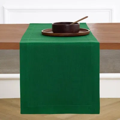 Solino Home 100% Pure Linen Table Runner In Christmas Green