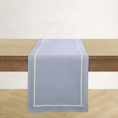 Solino Home 100% Pure Linen Table Runner -kensington In Dusty Blue
