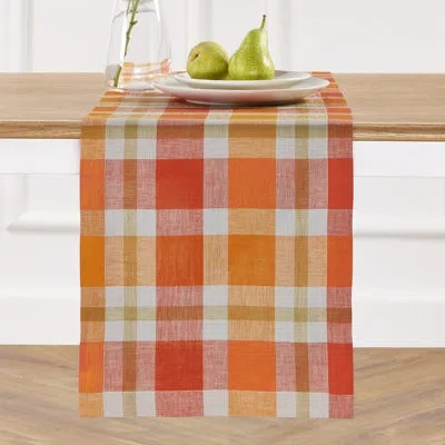 Solino Home 100% Pure Linen Table Runner In Orange