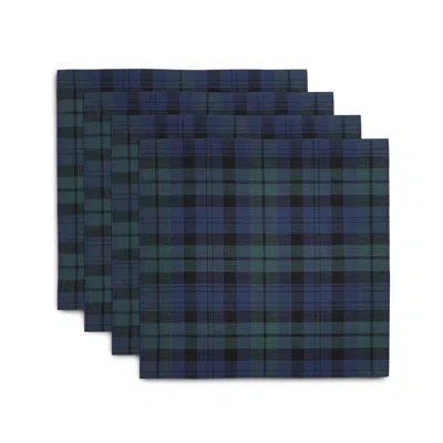 Solino Home Blackwatch Plaid - 100% Pure Linen Square Placemats In Blue;green