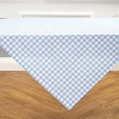 Solino Home Buffalo Check - 100% Pure Linen Table Throw In Blue Bell,gingham