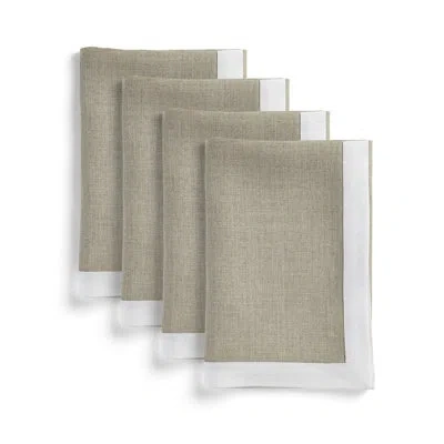 Solino Home Classic - 100% Pure Linen Dinner Napkins In White,natural