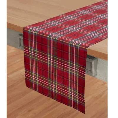 Solino Home Classic Tartan Plaid - 100% Pure Linen Table Runner In Red