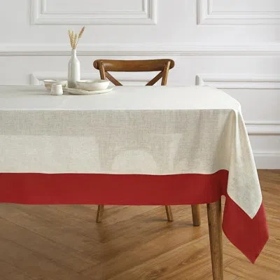 Solino Home Contempo - 100% Pure Linen Tablecloth In Red,natural