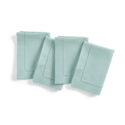Solino Home Cotton Linen Hemstitch Dinner Napkins In Pastel Turquoise