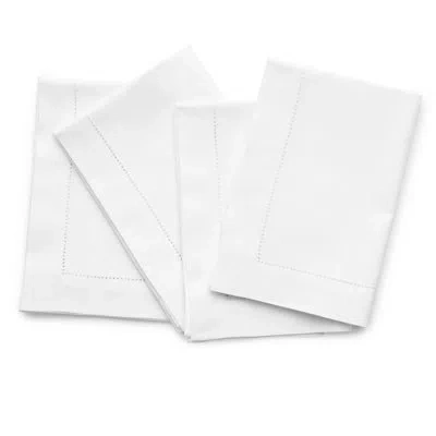 Solino Home Cotton Linen Hemstitch Dinner Napkins In White