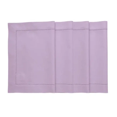 Solino Home Cotton Linen Hemstitch Placemats, 14" X 19" In Purple