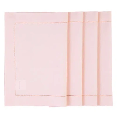 Solino Home Cotton Linen Hemstitch Placemats Set Of 4, 14 X 19" In Pink