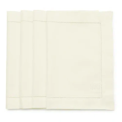 Solino Home Cotton Linen Hemstitch Placemats Set Of 4, 14 X 19" In White