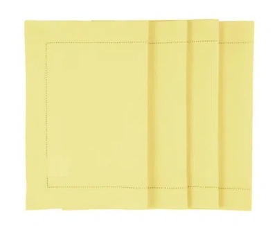 Solino Home Cotton Linen Hemstitch Placemats In Yellow