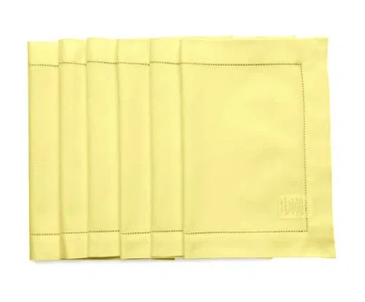Solino Home Cotton Linen Hemstitch Placemats In Yellow