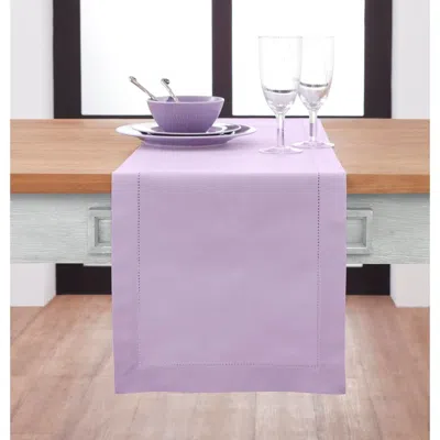 Solino Home Cotton Linen Hemstitch Table Runner In Purple