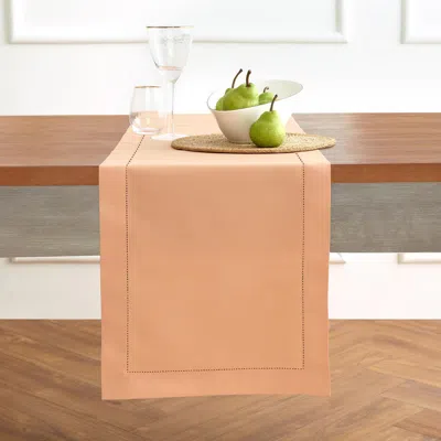 Solino Home Cotton Linen Hemstitch Table Runner In Neutral