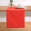 Solino Home Cotton Linen Hemstitch Table Runner In Red