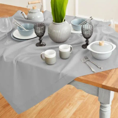 Solino Home Cotton Linen Hemstitch Table Throw, 52" X 52", 52" X 52" In Gray