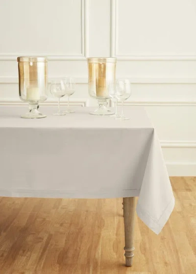 Solino Home Cotton Linen Hemstitch Table Throw, 52" X 52" Inch, 52" X 52" Inch In Sand
