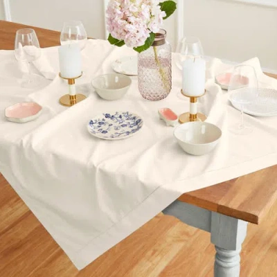 Solino Home Cotton Linen Hemstitch Table Throw 52 X 52 Inch In White