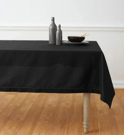 Solino Home Cotton Linen Hemstitch Table Throw In Black