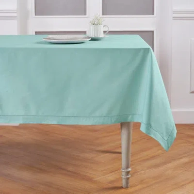 Solino Home Cotton Linen Hemstitch Table Throw In Blue