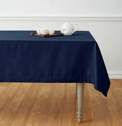 Solino Home Cotton Linen Hemstitch Table Throw In Blue