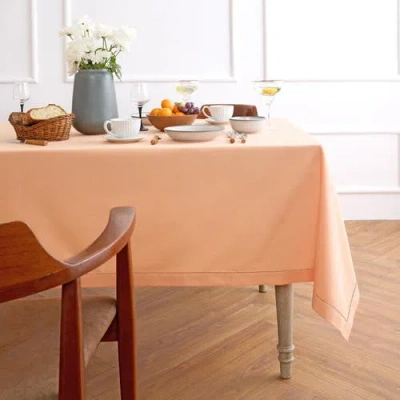 Solino Home Cotton Linen Hemstitch Table Throw In Pink