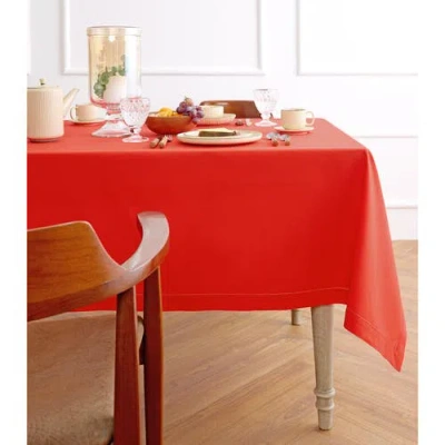 Solino Home Cotton Linen Hemstitch Table Throw In Red