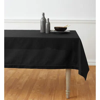 Solino Home Cotton Linen Hemstitch Tablecloth In Black
