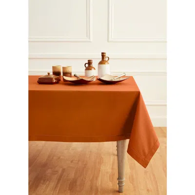 Solino Home Cotton Linen Hemstitch Tablecloth In Brown