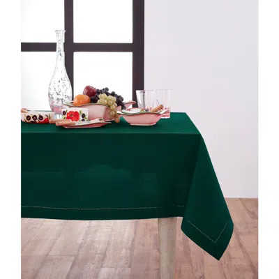 Solino Home Cotton Linen Hemstitch Tablecloth In Green
