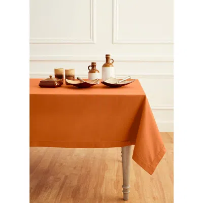Solino Home Cotton Linen Hemstitch Tablecloth In Orange
