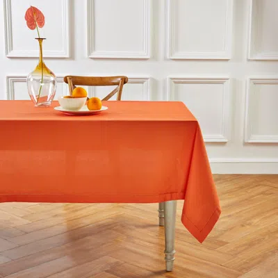 Solino Home Cotton Linen Hemstitch Tablecloth In Orange